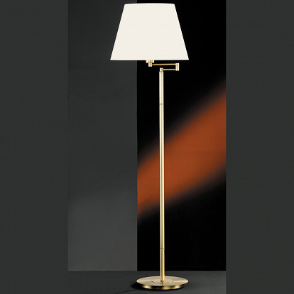 Klassische Design Stehleuchte in Messing mit weissem Stoffschirm Höhe 156 cm für Led Lampen E27 