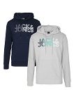 JACK&JONES Herren-Sweatshirts, 2er-Pack, grau/marine