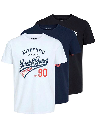 JACK&JONES T-Shirts «Ethan», 3er-Pack, weiss/marine/schwarz