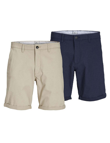 JACK&JONES Shorts «Dave», 2er-Pack, blau/beige