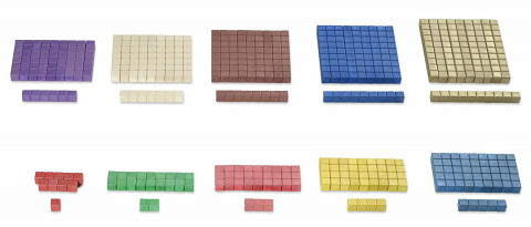 Montessori-Material farbige Rechenstäbchen zum Üben der Grundrechenarten