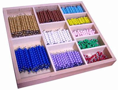 Multiplikation mit Montessori-Perlenmaterial üben.