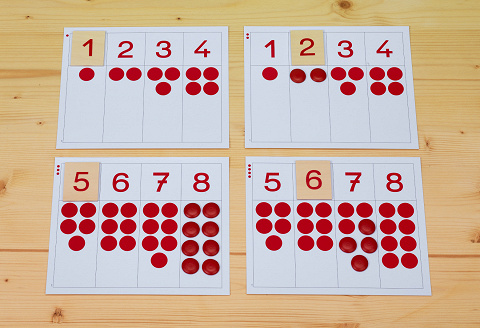 Freiarbeitsmaterial um Zahlen mit Montessori zu lernen