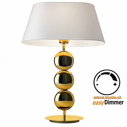 Tischleuchte mit goldenem Lampen Fuss und weissem Stoffschirm Höhe 55 cm für E27 Led Lampen 