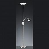 Stehleuchte mit Leselicht separat dimmbar mit Glas Alabaster Design Gestell Nickel matt Led Lampen 