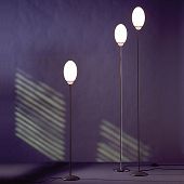 elegante Stehlampe BRERA F1 von Flos, Glas, weiss