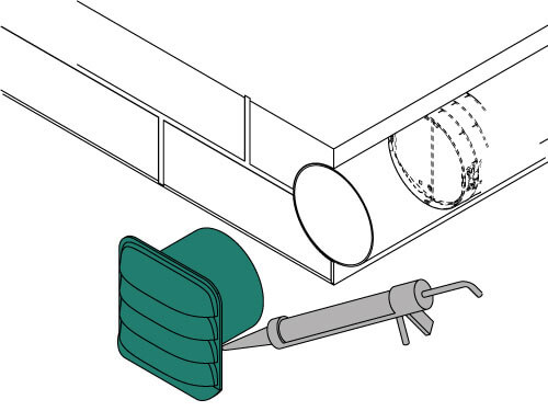 Mount external blind and internal connection.