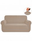 2er-Sofa-Überzug «Soft», taupe