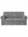 3er-Sofa-Überzug «Soft», grau bedruckt