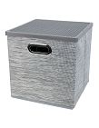 Aufbewahrungsbox «Premium», 27x28x27 cm, mit Deckel, silberfarben