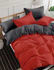 Fourre de duvet «Mikro» 160 x 210 cm + taie de traversin 65 x 100 cm, anthracite/rouge