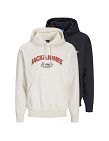 JACK&JONES Hoodies, 2er-Pack, weiss/schwarz