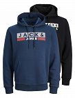 JACK & JONES Sweatshirts, 2er-Pack, schwarz + marine