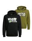 JACK&JONES Sweatshirts «Champion», 2er-Pack, schwarz + grün