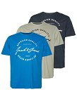 JACK & JONES T-Shirts, 3er-Pack, khaki + blau + grau