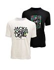 JACK&JONES T-Shirts «John» für Herren, 2er-Pack, weiss + schwarz