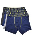 U.S. POLO ASSN. Boxers, pack de 4, gris + bleu roi + gris chiné + marine