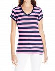 T-shirt femme US Polo ASSN, rayé bleu marine/rose
