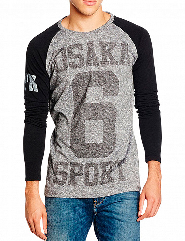 Herren-T-Shirt «Osaka Sport» de Superdry, grau/navy