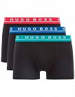 Pack de 3 boxers Hugo Boss avec élastiques colorés, noir