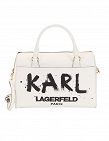 Handtasche «Branded Top-Zip Satchel» Karl Lagerfeld, weiss + schwarz