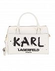 Sac à main Karl Lagerfeld «Branded Top-Zip Satchel», blanc + noir