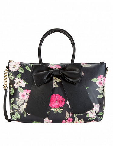 Handtasche «Floral Bow Tote» Karl Lagerfeld, schwarz/geblümt