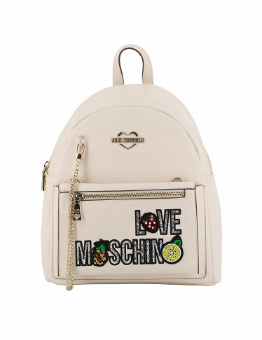 Rucksack mit buntem Logo Love Moschino, weiss