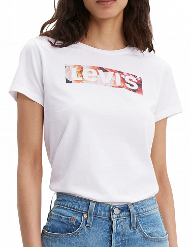 Levi's Damenshirt Logoprint, weiss + rot