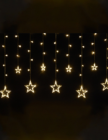 Lichterkette «Sterne und Eiszapfen», 2,4 m, warmweiss