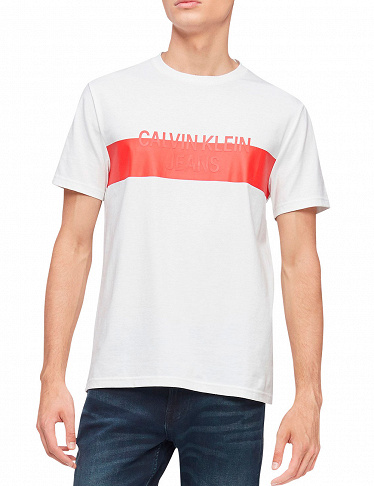 Calvin Klein T-Shirt Herren, weiss/rot