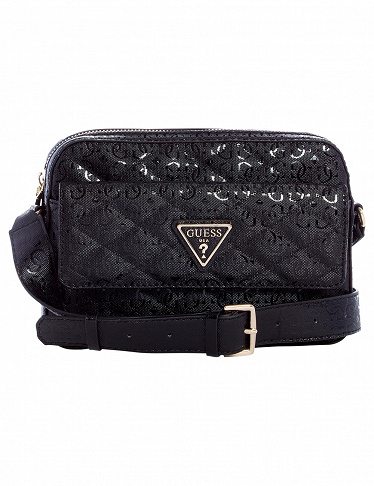 GUESS Handtasche «Astrid» Crossbody, schwarz glänzend