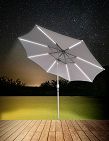 Parasol LED 270 cm, panneau solaire, gris