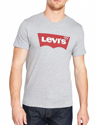 LEVI'S Herren-T-Shirt, grau/rot