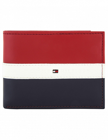 Tommy Hilfiger Leder-Brieftasche, dreifarbig, RFID
