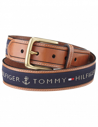 Tommy Hilfiger Gürtel, braun, gestickes Logo