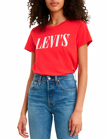 LEVI'S Damen T-Shirt, rot/weiss