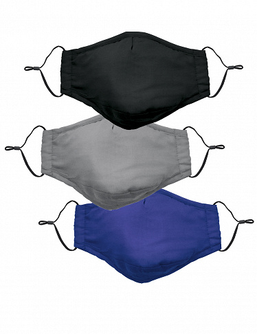 Set, 3 waschbare Masken für IHN, blau, grau, schwarz