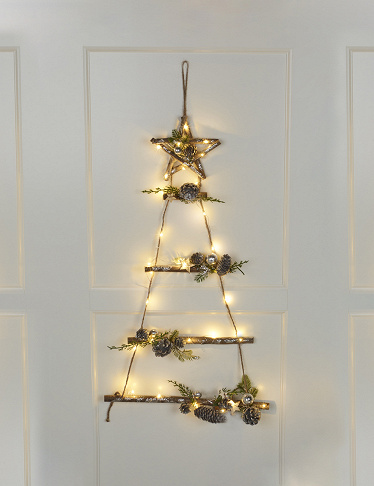 Leiter in Weihnachtsbaum-Form, 30 LED, 84 cm