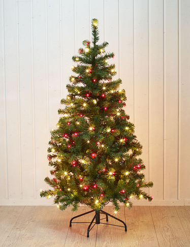 Weihnachtsbaum, H 150 cm, 200 LEDs, rot/warmweiss