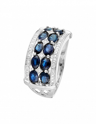 Artisan Joaillier Ring «Hanoï», Weissgold/Diamanten/Saphire