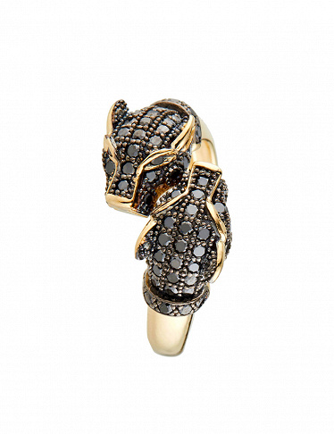 Artisan Joaillier Ring «Amour de Panthères», Gelbgold/schwarze Diamanten
