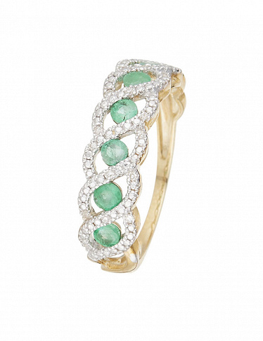 Artisan Joaillier Ring «Green Tarlac», Gelbgold/Diamanten/Smaragde