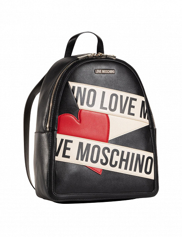 Love Moschino Handtasche mit Logoaufdruck, schwarz/weiss/rot