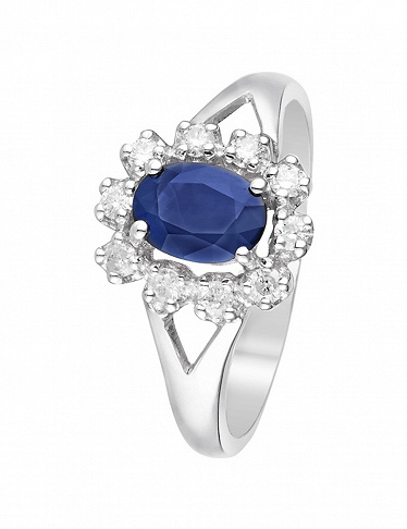 Artisan Joaillier Ring «Bahia», Weissgold/Diamanten/Saphir