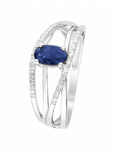 Artisan Joaillier Ring «Missouri», Weissgold/Diamanten/Saphir