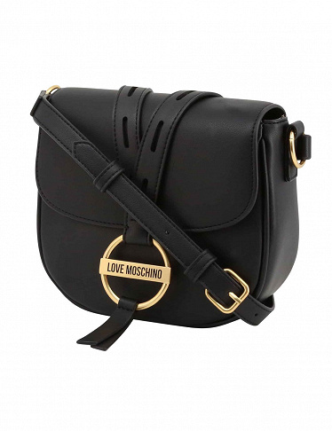 Love Moschino Handtasche mit runder Schnalle, schwarz