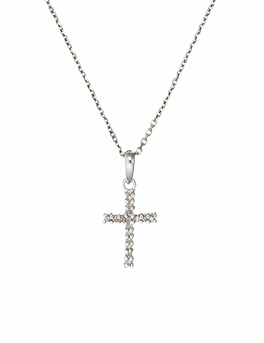 Paris Vendôme Anhänger «Croix du Boheur», Weissgold/Diamant