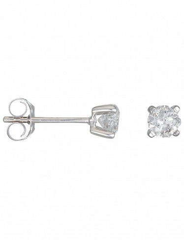 Paris Vendôme Ohrringe «Single Diamond», gross, Weissgold/Diamant