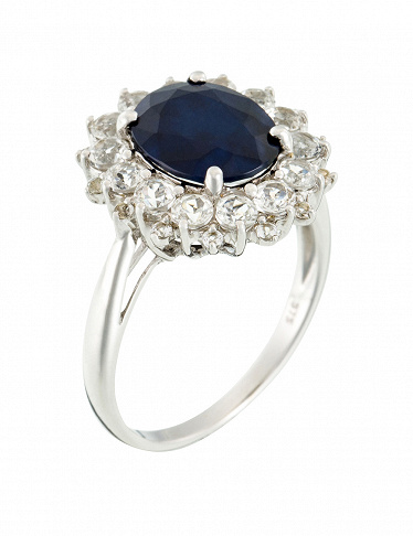 Paris Vendôme Ring «Soleil bleu», Weissgold/Saphir